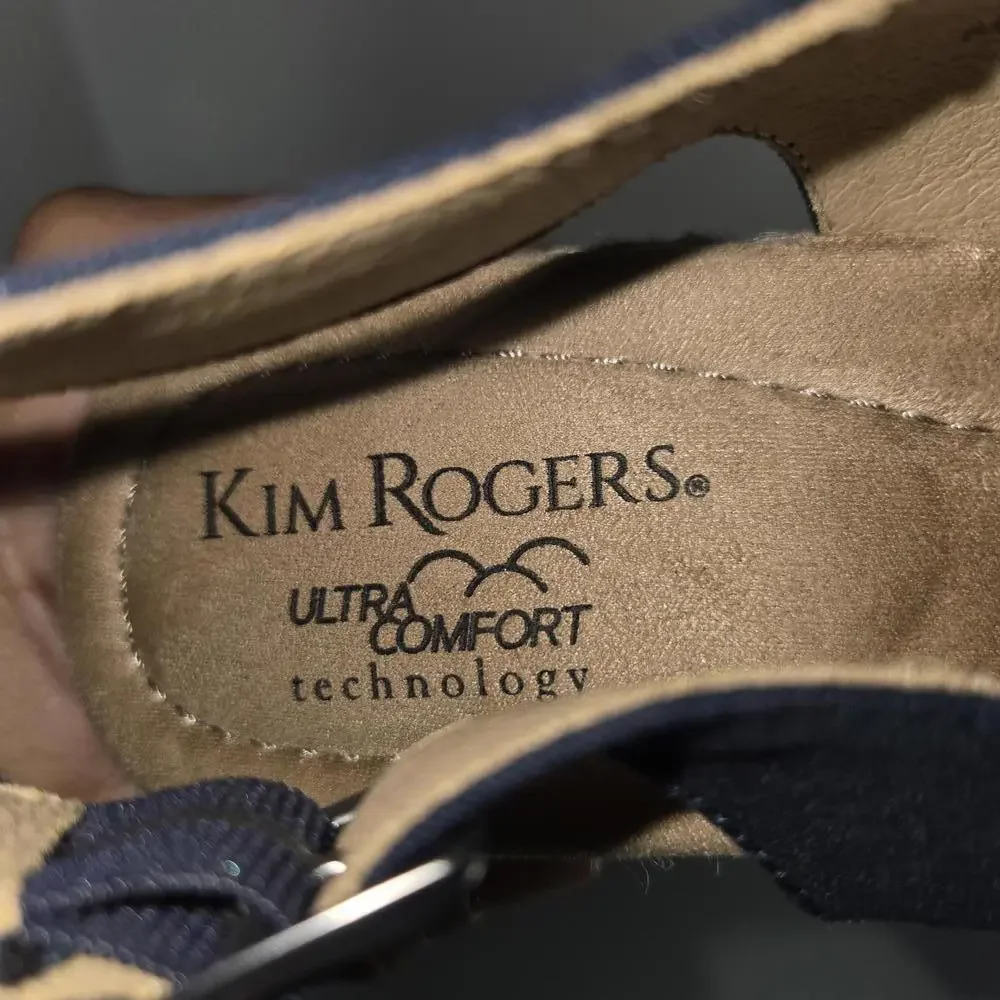 Kim‎ Rogers Dyann Ultra Comfort Navy Blue Slingback Wedge Shoes Sz 9.5M